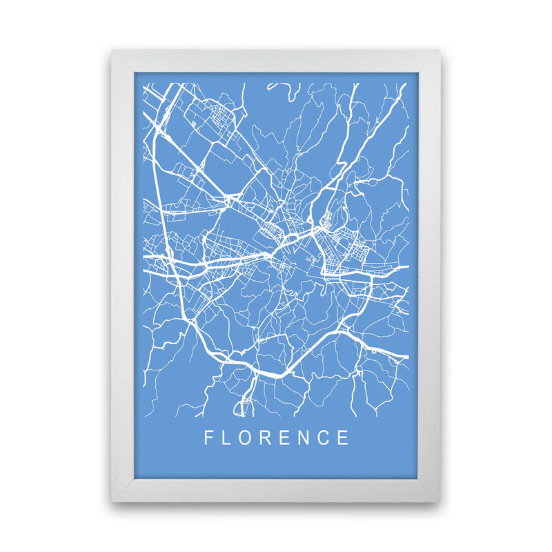 Florence Map Blueprint Art Print by Pixy Paper White Grain