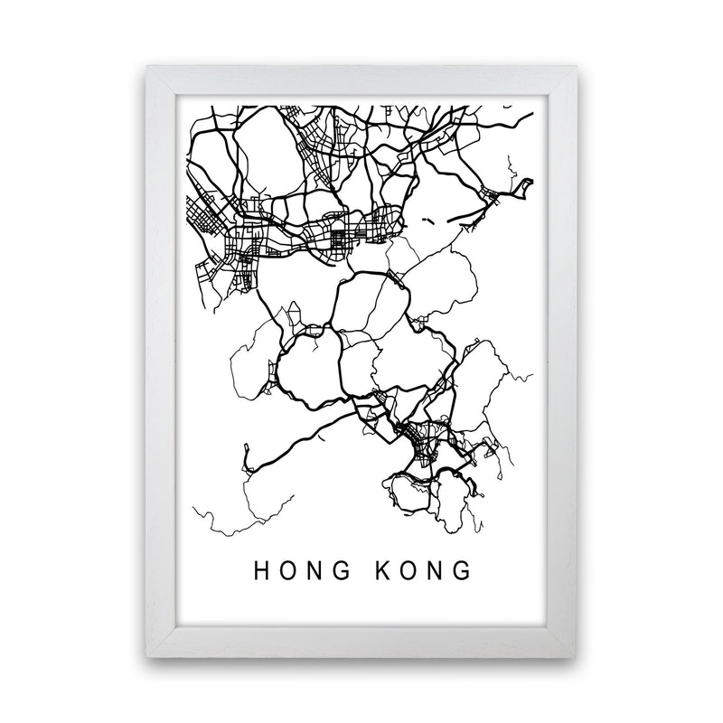 Hong Kong Map Art Print by Pixy Paper White Grain