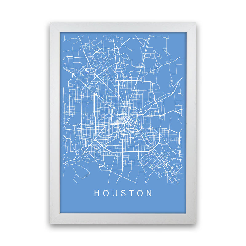 Houston Map Blueprint Art Print by Pixy Paper White Grain