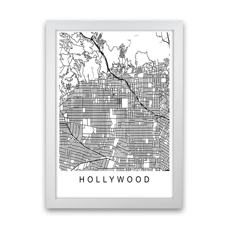 Hollywood Map Art Print by Pixy Paper White Grain