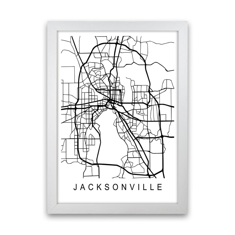 Jacksonville Map Art Print by Pixy Paper White Grain