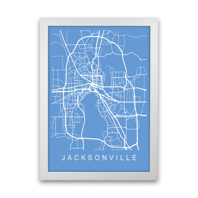 Jacksonville Map Blueprint Art Print by Pixy Paper White Grain