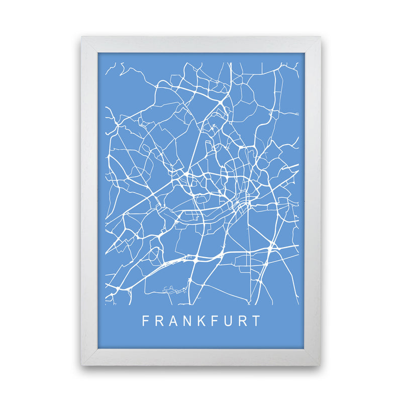 Frankfurt Map Blueprint Art Print by Pixy Paper White Grain