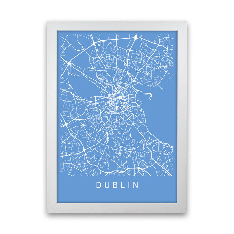 Dublin Map Blueprint Art Print by Pixy Paper White Grain