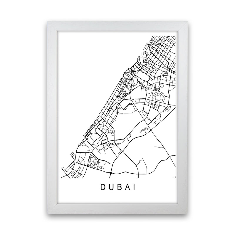 Dubai Map Art Print by Pixy Paper White Grain