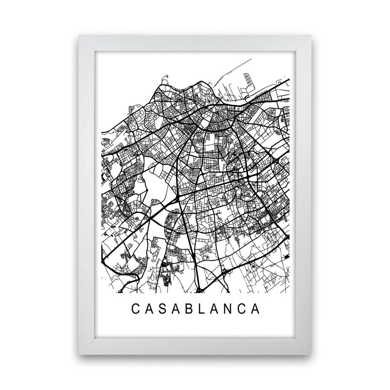 Casablanca Map Art Print by Pixy Paper White Grain