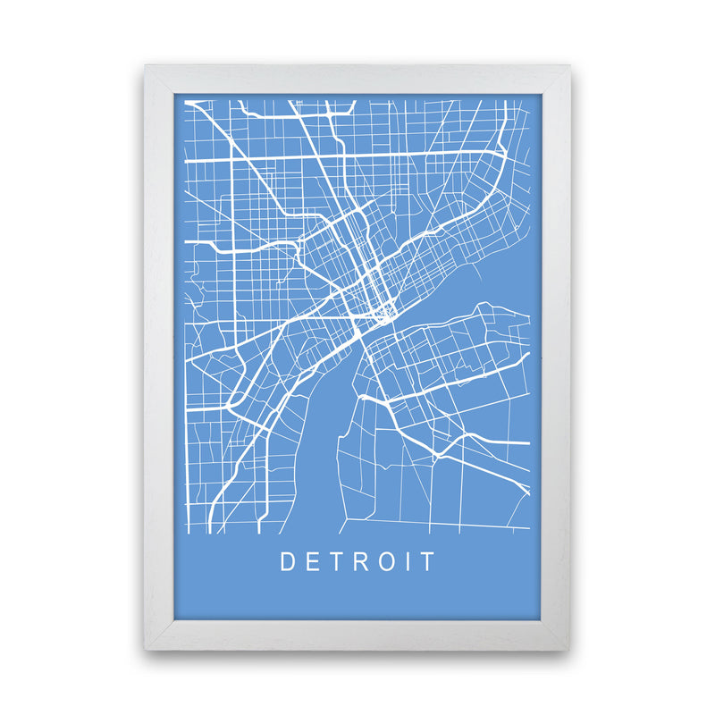Detroit Map Blueprint Art Print by Pixy Paper White Grain