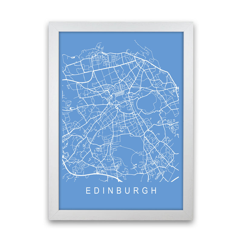 Edinburgh Map Blueprint Art Print by Pixy Paper White Grain