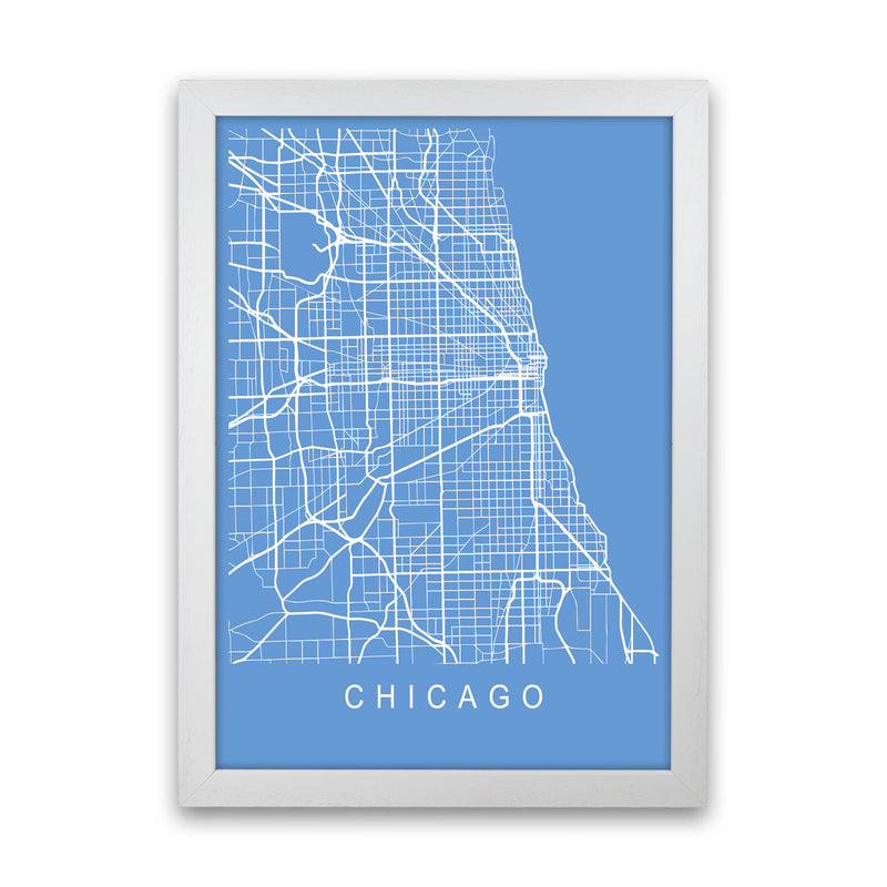 Chicago Map Blueprint Art Print by Pixy Paper White Grain