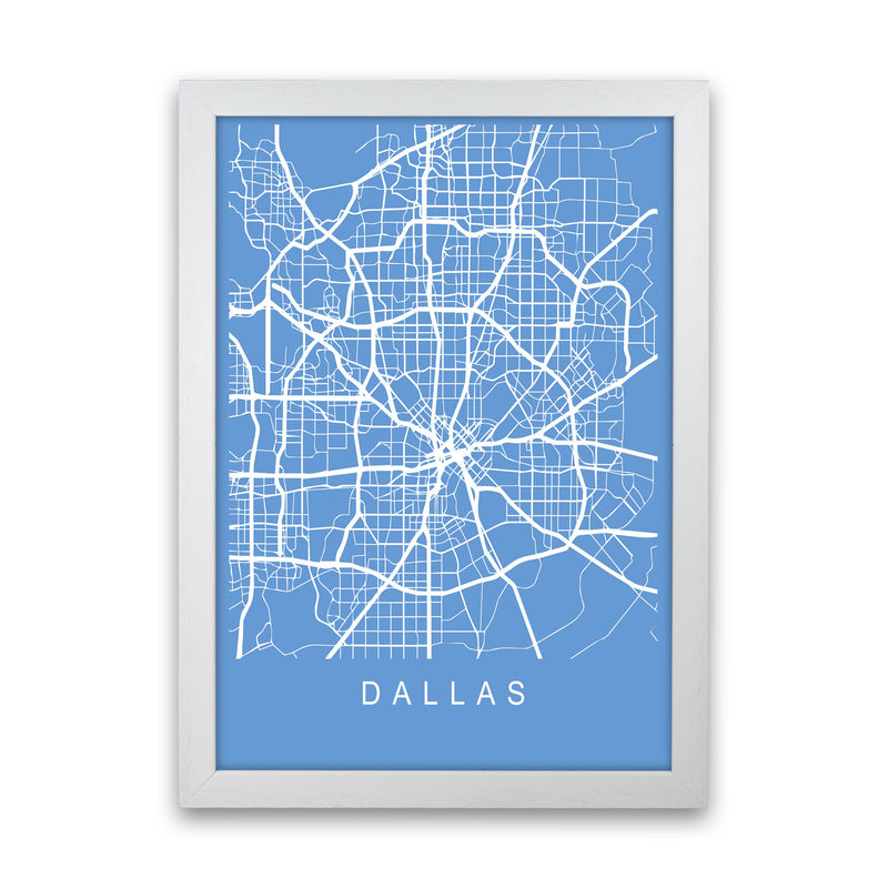Dallas Map Blueprint Art Print by Pixy Paper White Grain