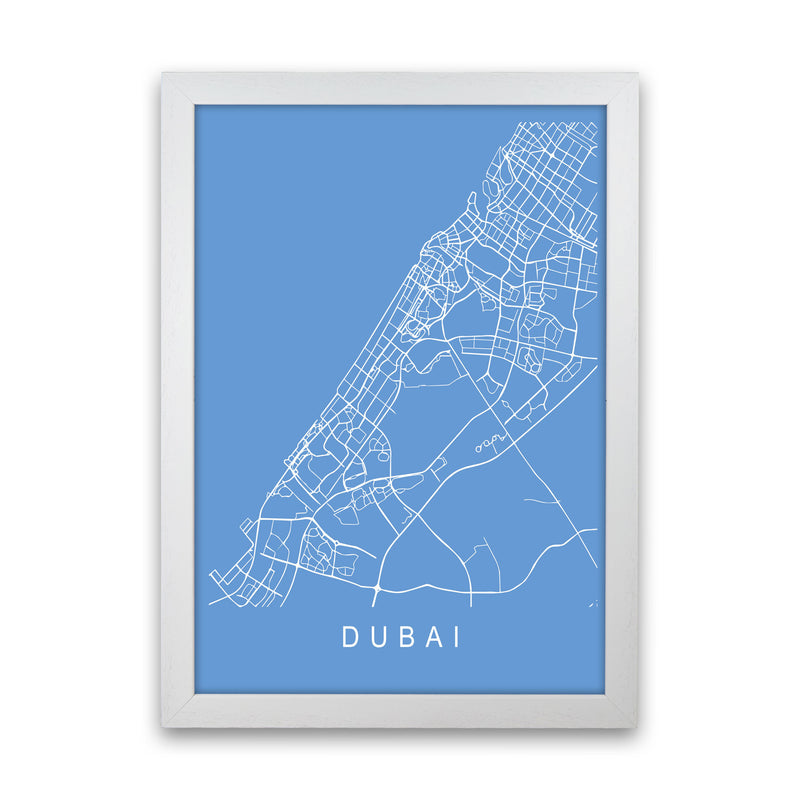 Dubai Map Blueprint Art Print by Pixy Paper White Grain