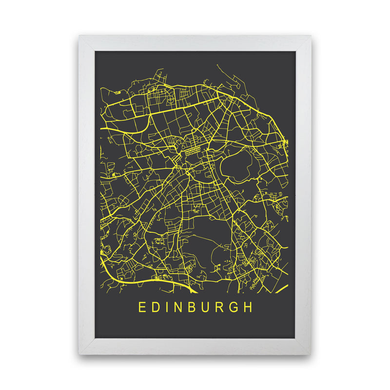 Edinburgh Map Neon Art Print by Pixy Paper White Grain