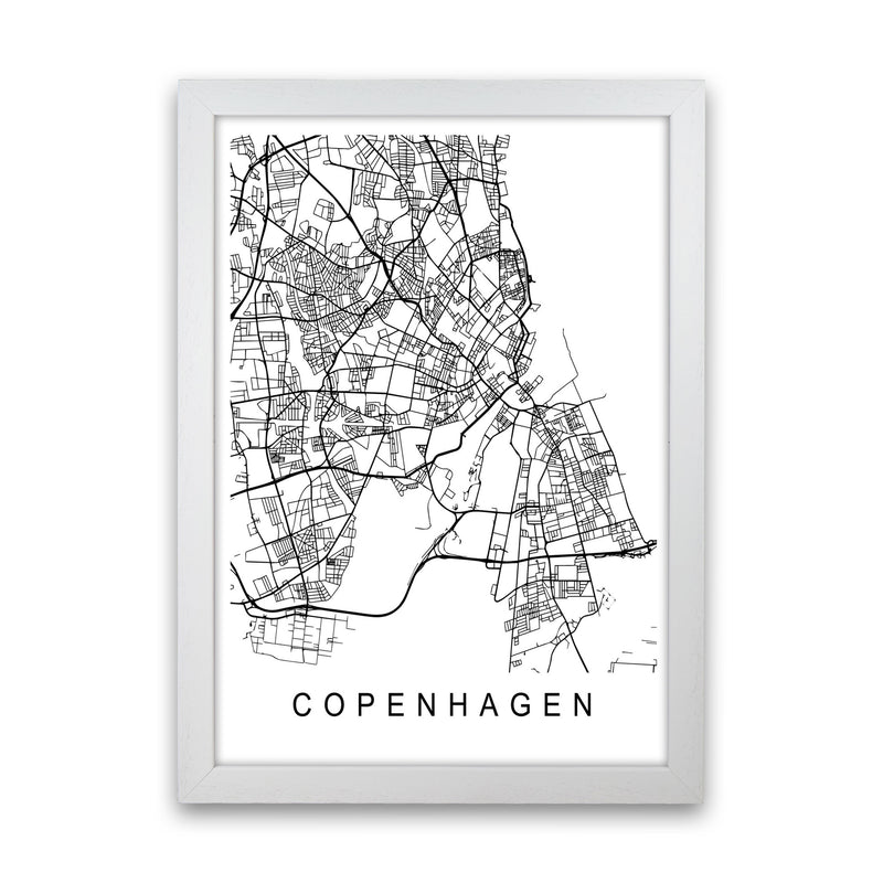 Copenhagen Map Art Print by Pixy Paper White Grain
