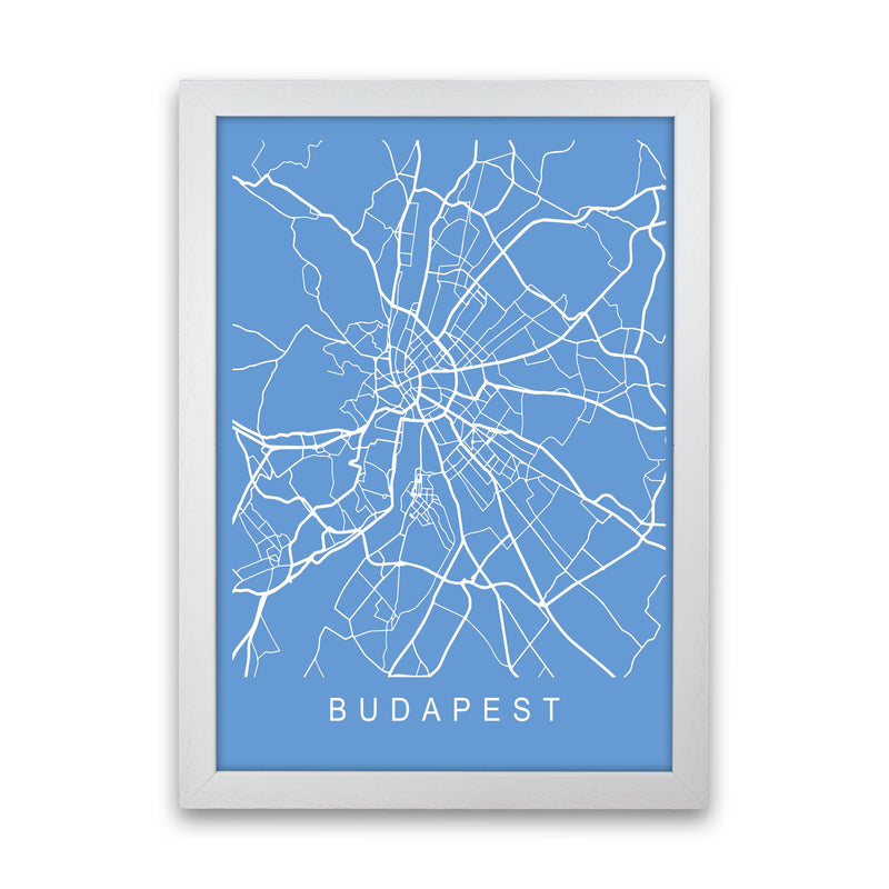Budapest Map Blueprint Art Print by Pixy Paper White Grain