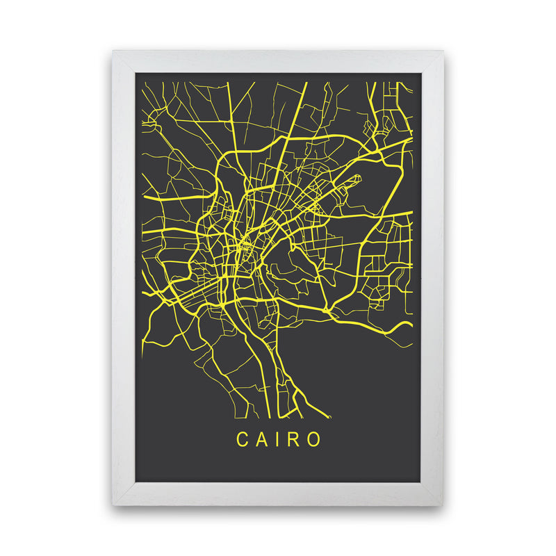 Cairo Map Neon Art Print by Pixy Paper White Grain