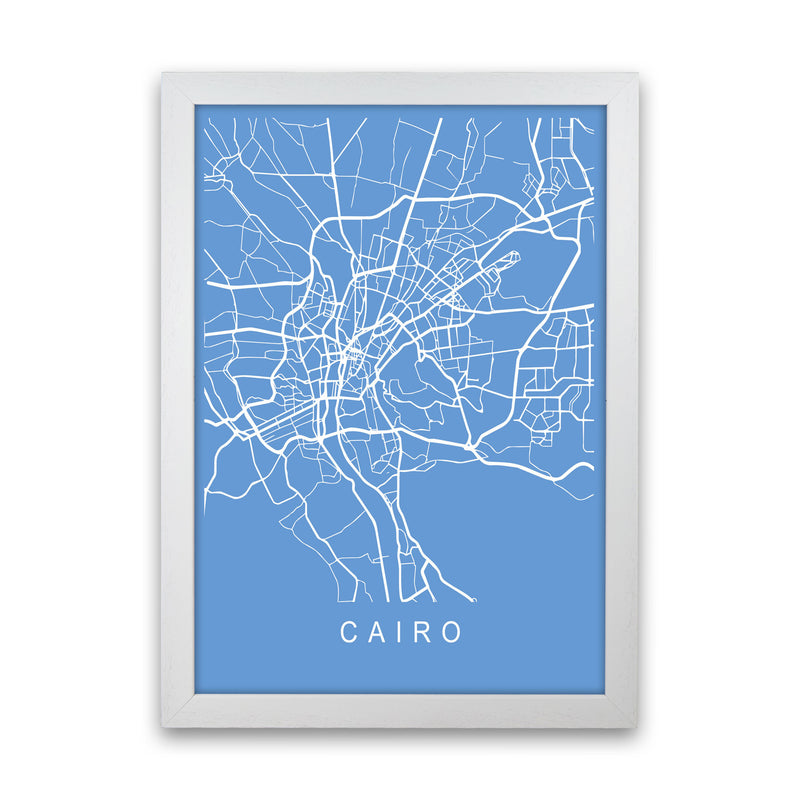 Cairo Map Blueprint Art Print by Pixy Paper White Grain