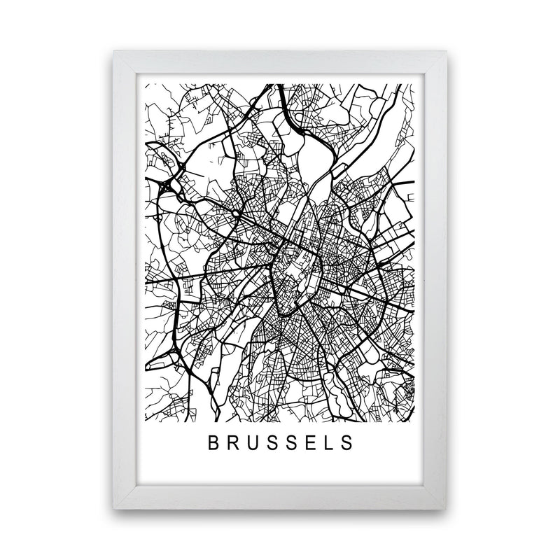 Brussels Map Art Print by Pixy Paper White Grain