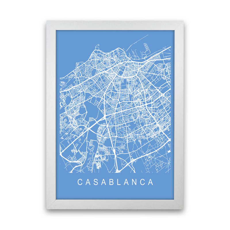 Casablanca Map Blueprint Art Print by Pixy Paper White Grain
