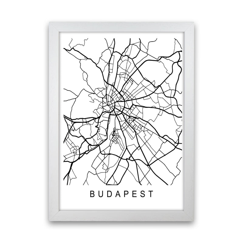 Budapest Map Art Print by Pixy Paper White Grain