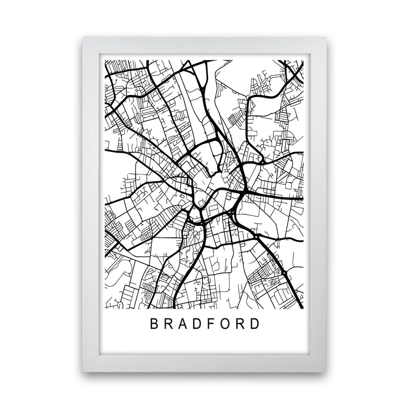 Bradford Map Art Print by Pixy Paper White Grain