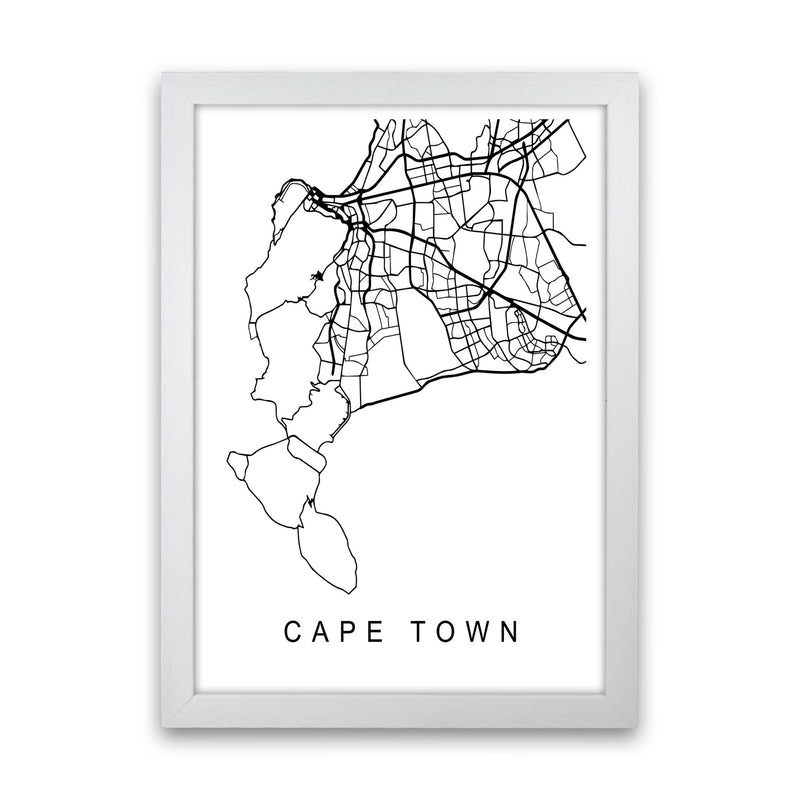 Cape Town Map Art Print by Pixy Paper White Grain