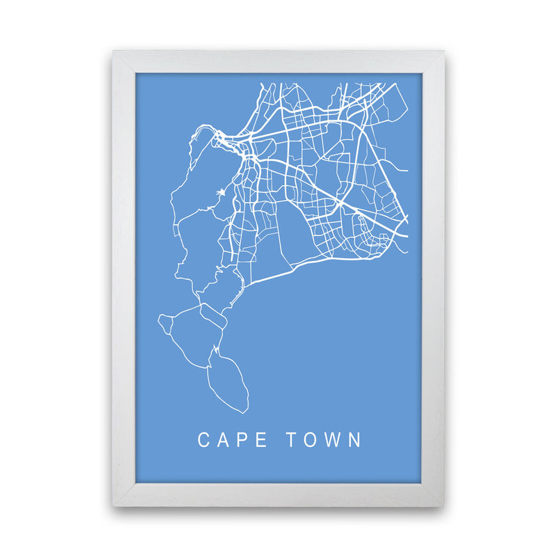 Cape Town Map Blueprint Art Print by Pixy Paper White Grain
