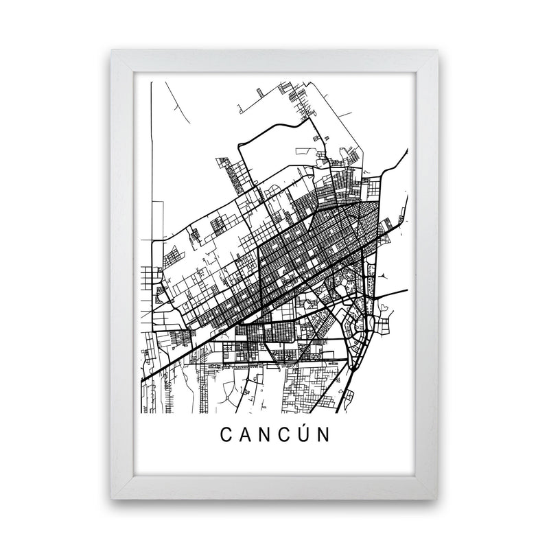 Cancun Map Art Print by Pixy Paper White Grain