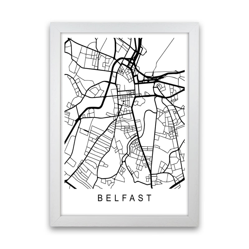 Belfast Map Art Print by Pixy Paper White Grain