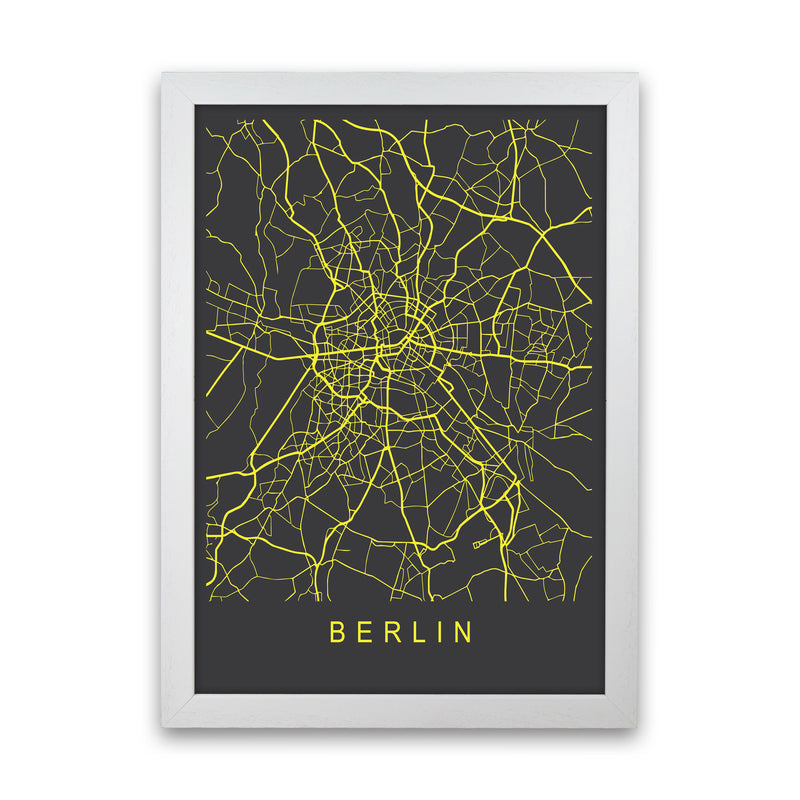 Berlin Map Neon Art Print by Pixy Paper White Grain