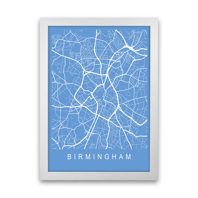 Birmingham Map Blueprint Art Print by Pixy Paper White Grain