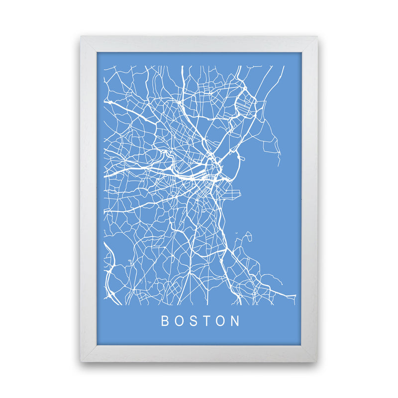 Boston Map Blueprint Art Print by Pixy Paper White Grain