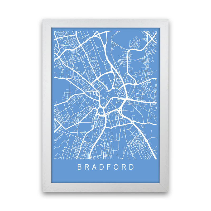 Bradford Map Blueprint Art Print by Pixy Paper White Grain