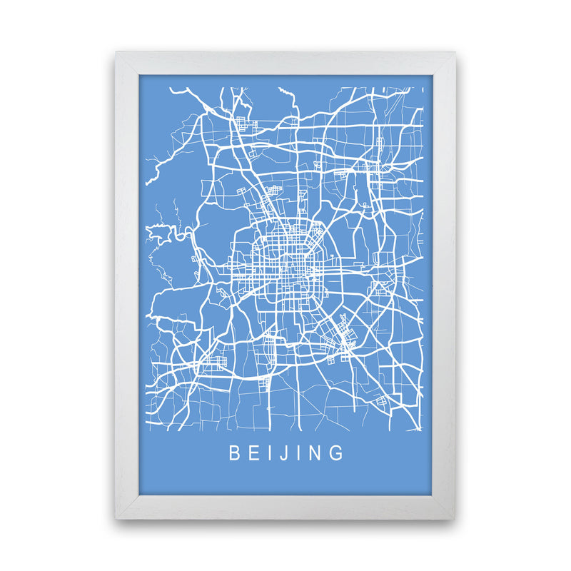 Beijing Map Blueprint Art Print by Pixy Paper White Grain