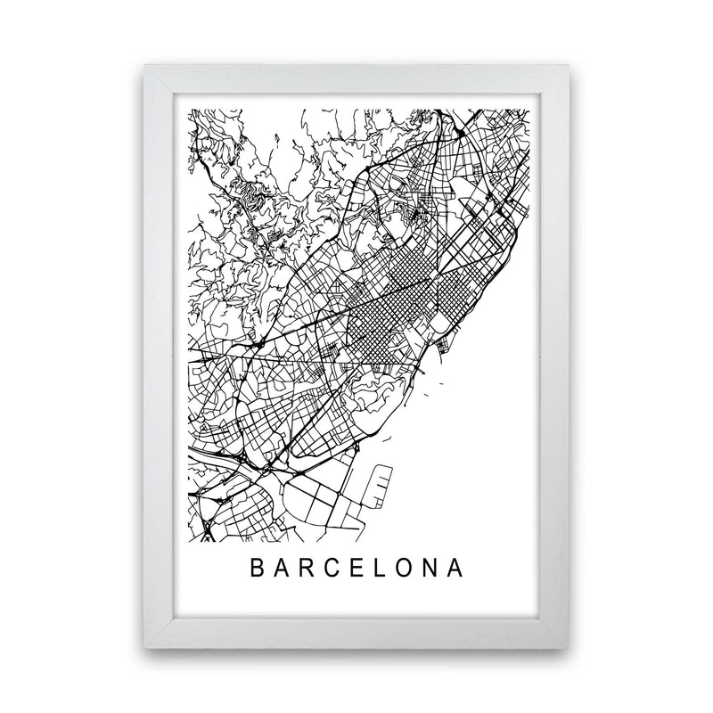 Barcelona Map Art Print by Pixy Paper White Grain