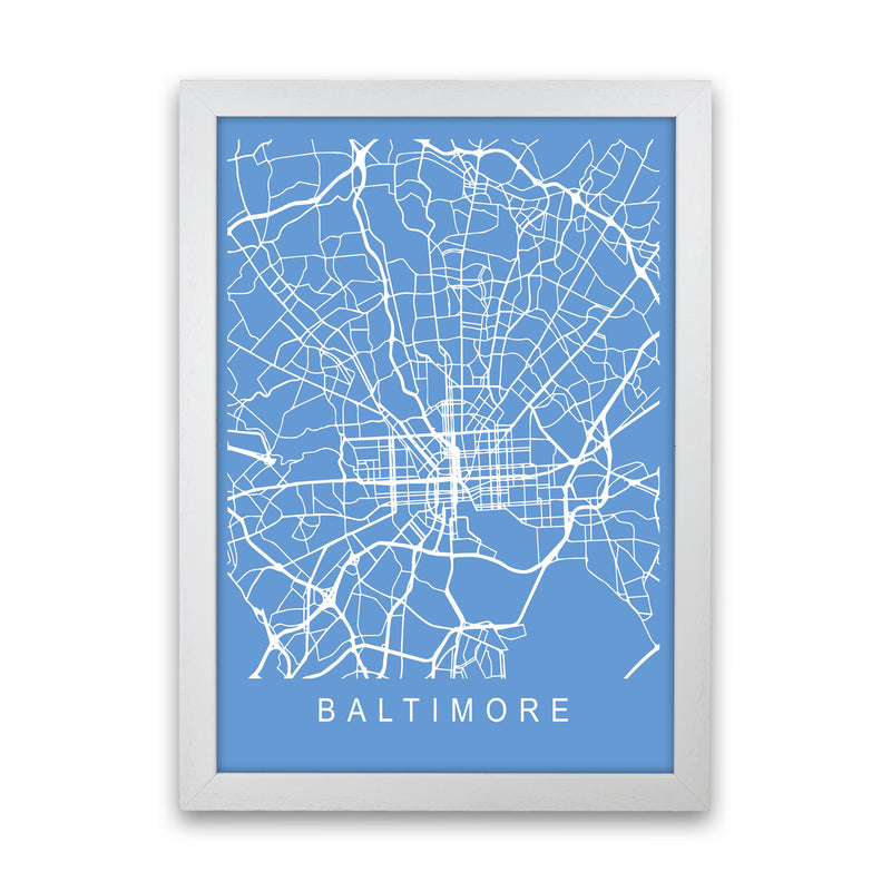 Baltimore Map Blueprint Art Print by Pixy Paper White Grain