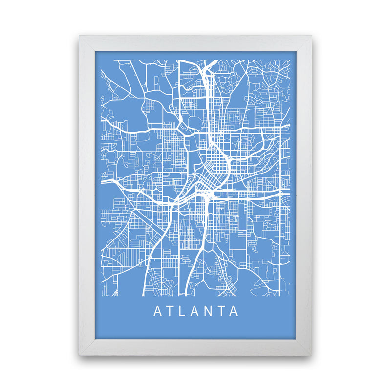 Atlanta Map Blueprint Art Print by Pixy Paper White Grain