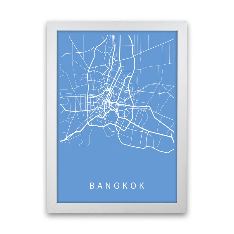 Bangkok Map Blueprint Art Print by Pixy Paper White Grain