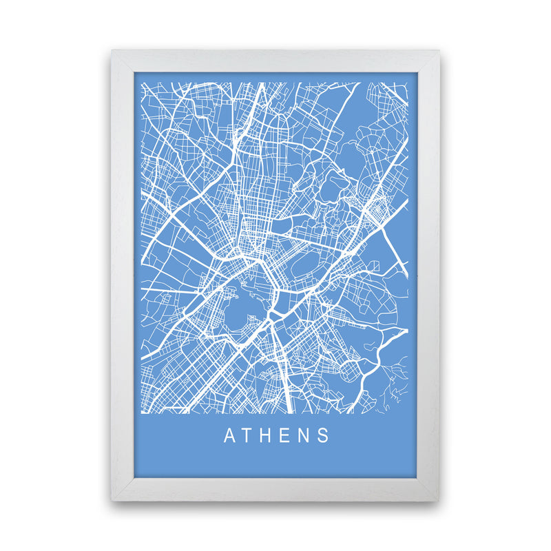 Athens Map Blueprint Art Print by Pixy Paper White Grain