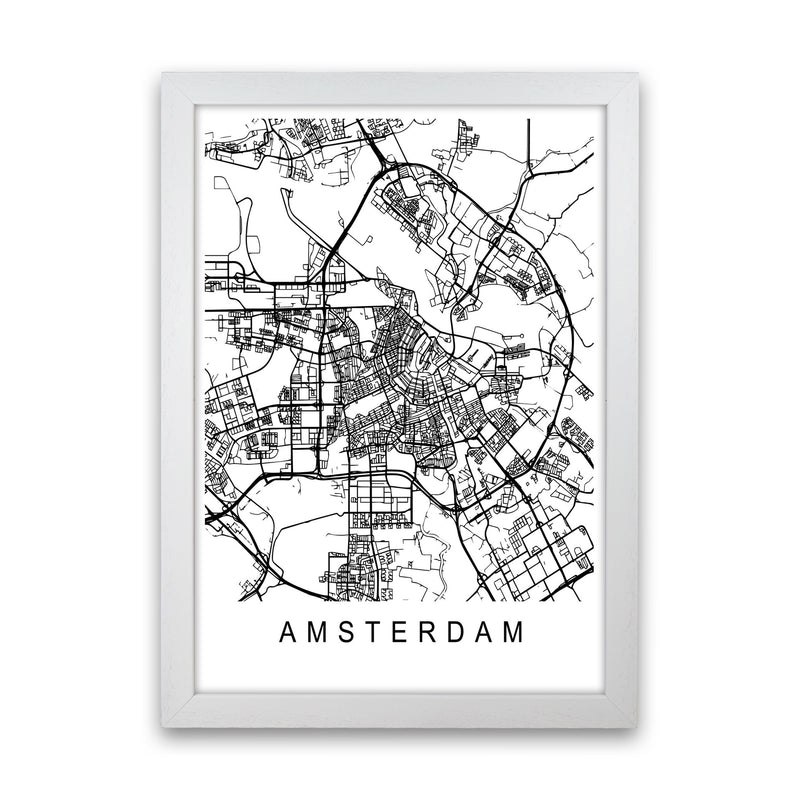Amsterdam Map Art Print by Pixy Paper White Grain