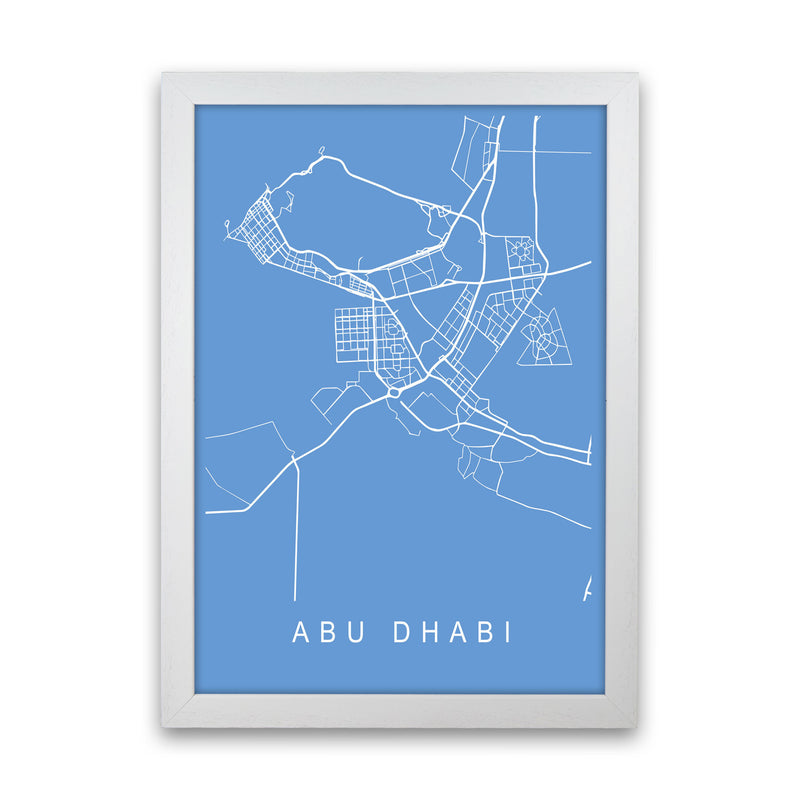 Abu Dhabi Map Blueprint Art Print by Pixy Paper White Grain
