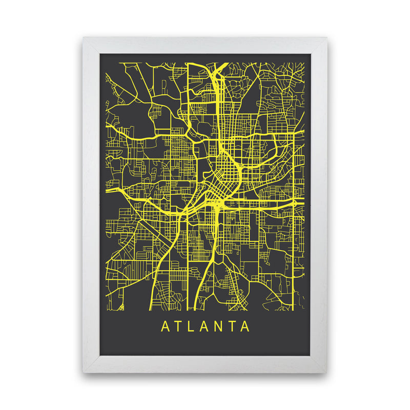Atlanta Map Neon Art Print by Pixy Paper White Grain