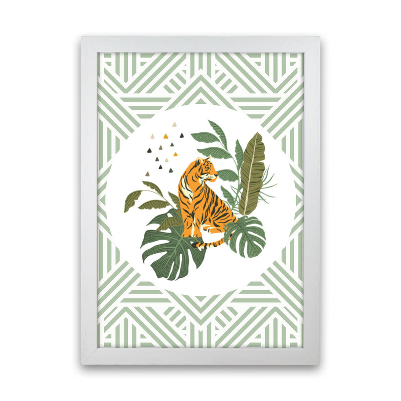 Wild Collection Aztec Tiger Art Print by Pixy Paper White Grain