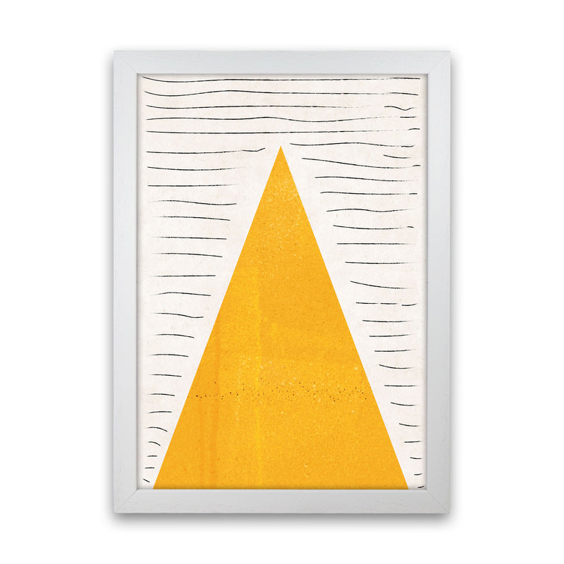 Mountains lines mustard Art Print by Pixy Paper White Grain