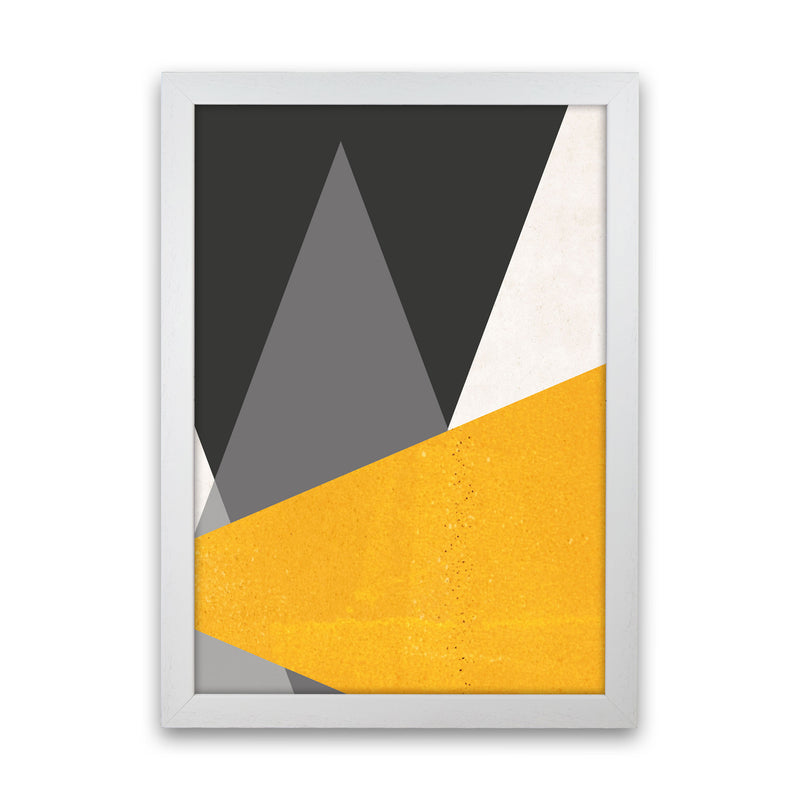 Large triangles mustard Art Print by Pixy Paper White Grain