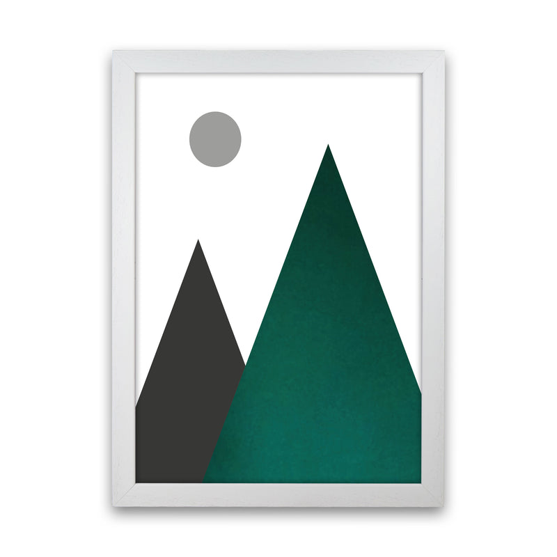 Mountains and moon emerald Art Print by Pixy Paper White Grain