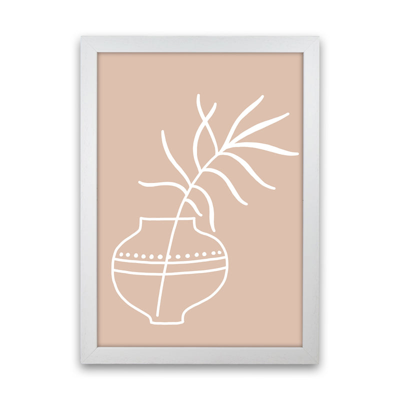 Inspired Pink Plant Silhouette Line Art Art Print by Pixy Paper White Grain