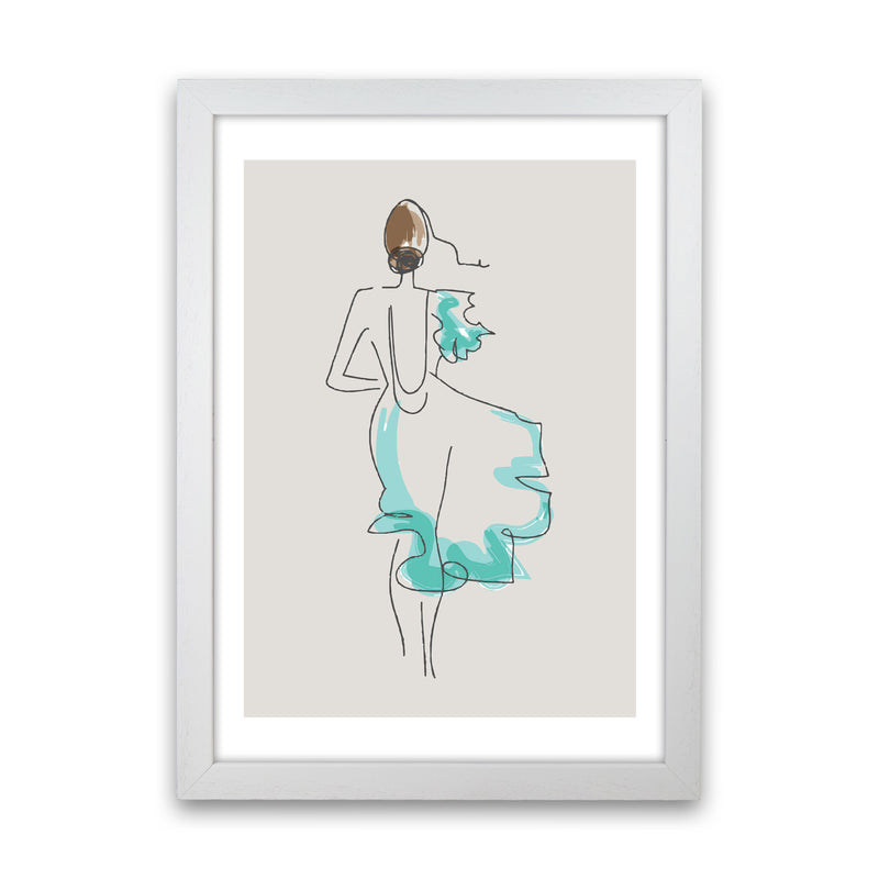 Inspired Stone Woman in Dress Line Art Art Print by Pixy Paper White Grain