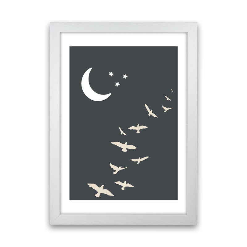 Inspired Off Black Night Sky Art Print by Pixy Paper White Grain