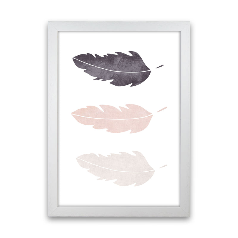 Feathers pink cotton Art Print by Pixy Paper White Grain