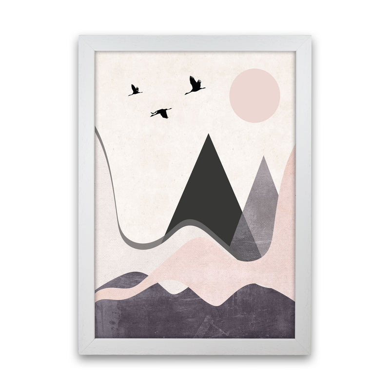 Hills and mountains pink cotton Art Print by Pixy Paper White Grain